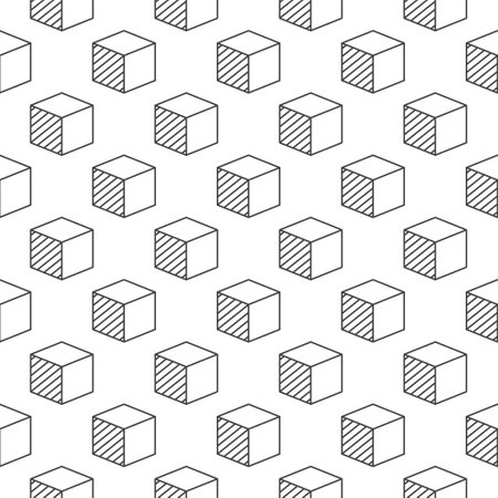 3D Printed Cube concept outline minimal geometric pattern - vector seamless backgroundのイラスト素材