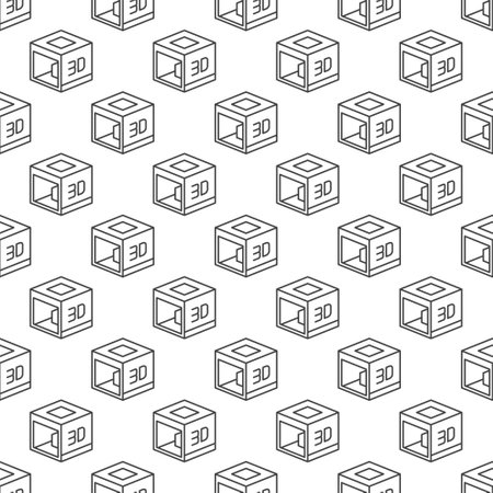 Vector 3d Printer concept linear minimal seamless pattern or geometric backgroundのイラスト素材