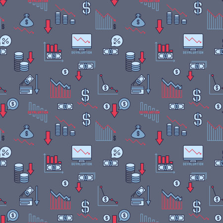 devaluation creative pattern. Economic Problems concept seamless modern backgroundのイラスト素材
