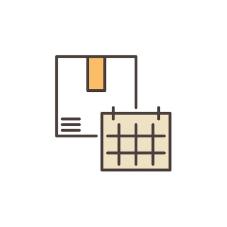 Cardboard Box with Time Table vector concept colored icon or design elementのイラスト素材