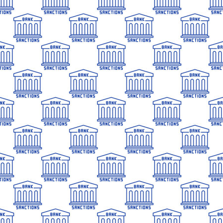 Bank Sanctions vector Economic and Finance concept minimal seamless pattern with white backgroundのイラスト素材
