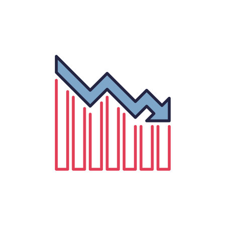 Devaluation Falling Chart vector Recession concept colored icon or signのイラスト素材