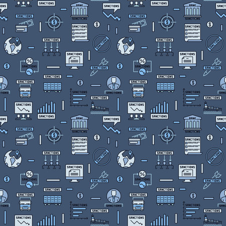 Political or Economic Penalties concept seamless blue background - vector pattern