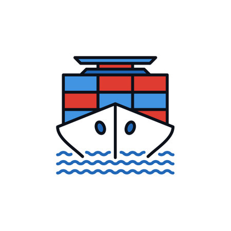 Ship with Containers vector International Cargo concept colored icon or design elementのイラスト素材
