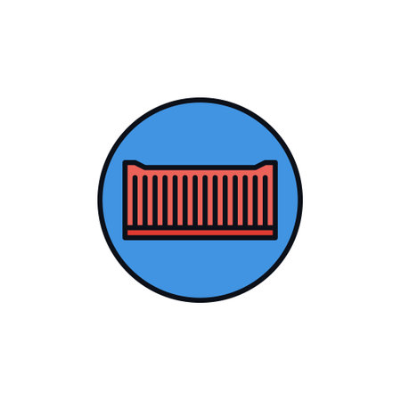 Red Container inside Circle vector International Shipping concept icon or design elementのイラスト素材