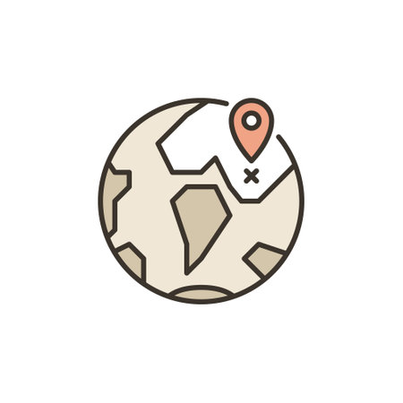 Earth Globe with Pointer or Label colored icon - vector Traveling concept symbolのイラスト素材