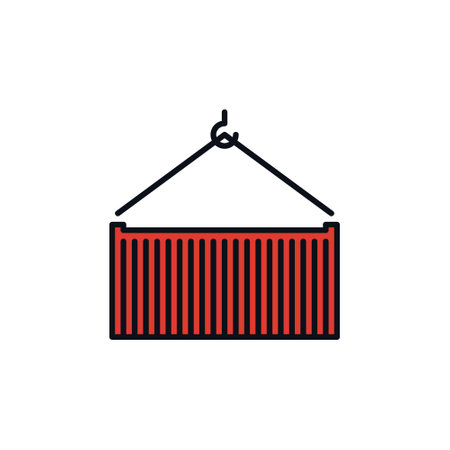 Hanging Red Shipping Container vector Delivery concept colored icon or symbolのイラスト素材