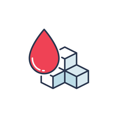 Glycemia vector Sugar in Red Blood Drop concept colored icon or design elementのイラスト素材