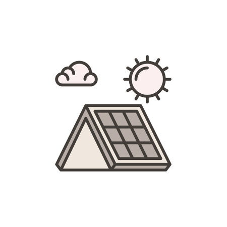 Solar Panel on Roof vector concept colored icon or design elementのイラスト素材