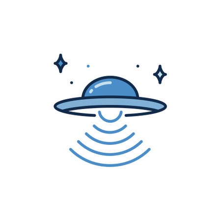 UFO with Radio Waves vector concept colored icon or signのイラスト素材