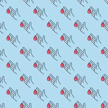 Blood Drop from Finger vector Diabetes Diagnostics concept colored seamless patternのイラスト素材