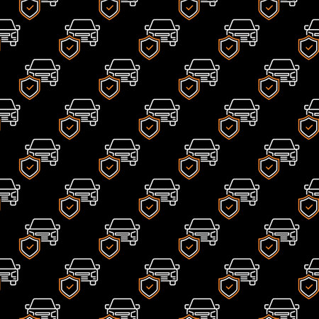 Car Insurance vector Shield concept dark outline seamless patternのイラスト素材