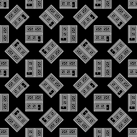 Containers Home vector concept linear dark seamless patternのイラスト素材