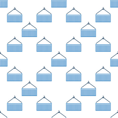 Hanging Shipping Container vector Transportation concept seamless pattern in thin line styleのイラスト素材