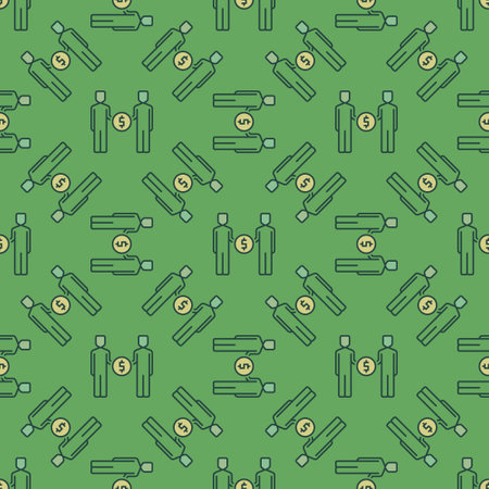 Dollar Sign and People vector Corruption concept colored seamless patternのイラスト素材