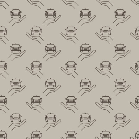 Car on Hand vector Vehicle Rental concept linear seamless patternのイラスト素材