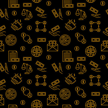 Money and Corruption vector concept creative seamless pattern in thin line styleのイラスト素材