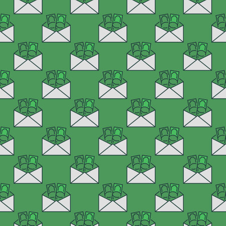 Envelope with Cash Money vector Corruption concept colored seamless patternのイラスト素材