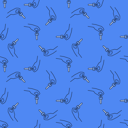 Hand with Car Key vector concept blue seamless patternのイラスト素材