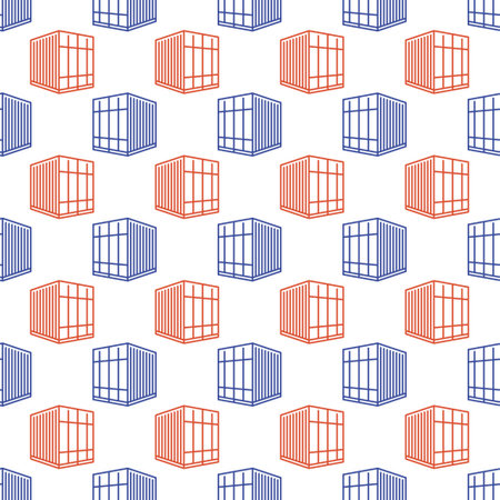 Small Freight Container vector concept thin line seamless patternのイラスト素材