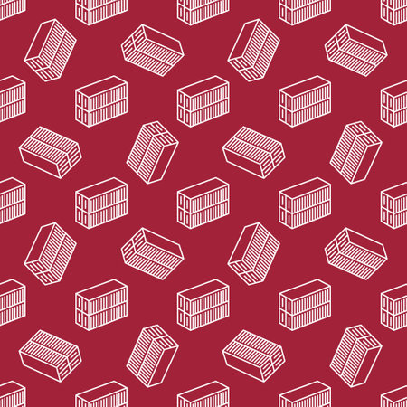 Two Shipping Containers vector Transportation concept red seamless pattern in outline styleのイラスト素材