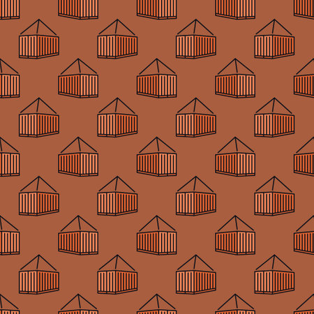 Freight Container vector Intermodal Cargo concept colored seamless patternのイラスト素材