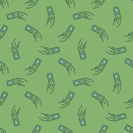 Hand with Money vector Corruption concept colored seamless patternのイラスト素材