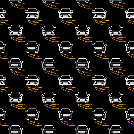 Hand with Car vector Hire Car concept thin line dark seamless patternのイラスト素材