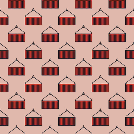 Hanging Red Shipping Container vector Delivery concept colored seamless patternのイラスト素材