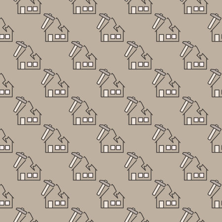 Roof Repair and Installation vector House with Hammer concept colored seamless patternのイラスト素材