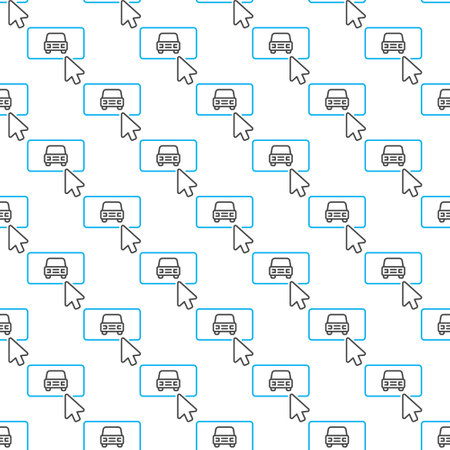 Mouse Click on Car Button vector Rental Car Online Booking concept outline seamless patternのイラスト素材