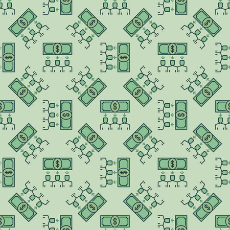 People and Money Banknote vector Bribery concept colored seamless pattern