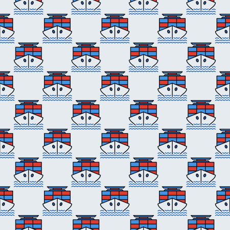 Ship with Containers vector International Cargo concept colored seamless patternのイラスト素材