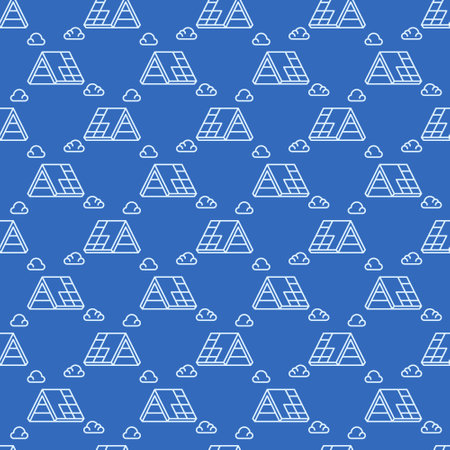 Roof Installation and Repair vector concept outline seamless patternのイラスト素材