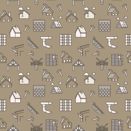 Roof Repair colored seamless pattern - Roofing concept modern backgroundのイラスト素材