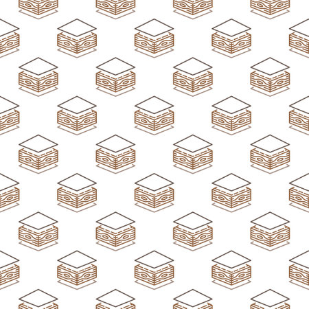 Roof Tiles vector concept seamless pattern in outline styleのイラスト素材