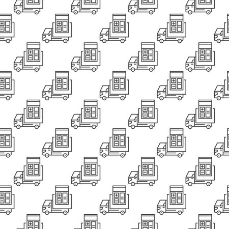 Calculator and Truck vector Delivery Cost Calculation concept seamless pattern in thin line styleのイラスト素材