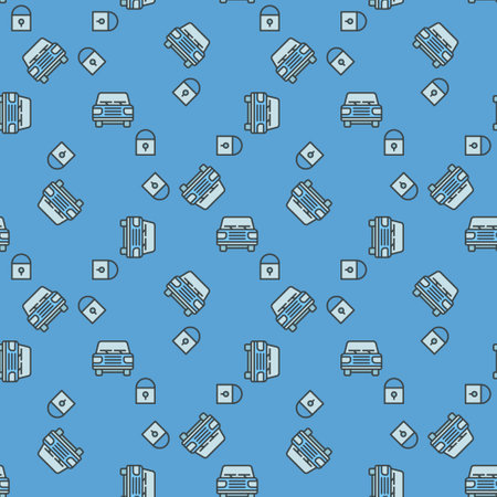 Closed Car vector lock concept blue modern seamless patternのイラスト素材