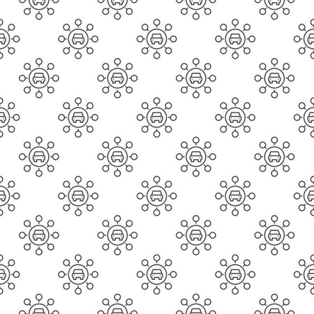 Carsharing vector round concept seamless pattern in thin line styleのイラスト素材