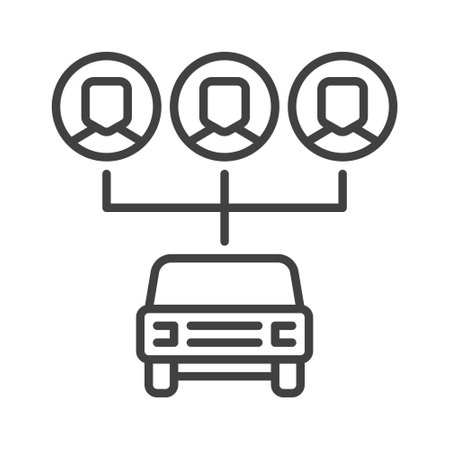 Carsharing or Car Sharing vector concept icon or sign in thin line styleのイラスト素材