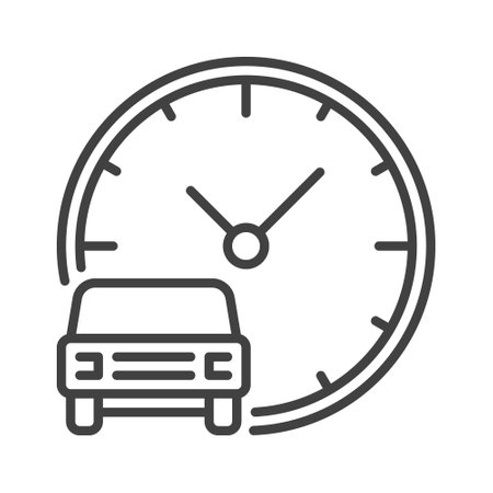 Carsharing Time vector Rent by Hour concept icon or symbol in outline styleのイラスト素材