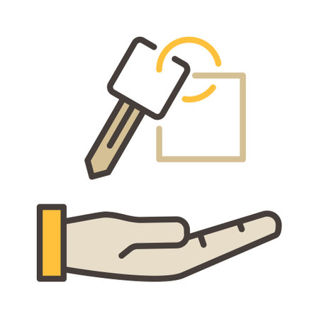 Hand and Car Key vector Car Sharing concept colored icon or signのイラスト素材