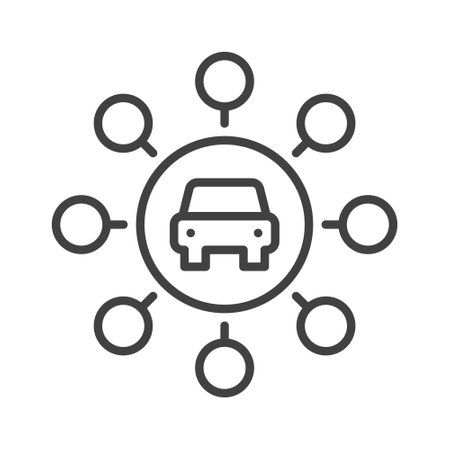 Carsharing vector round concept icon or sign in thin line styleのイラスト素材