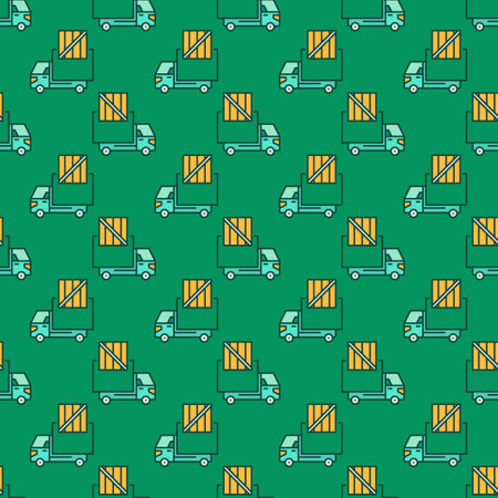 Delivery Truck with Parcel vector concept colored seamless patternのイラスト素材