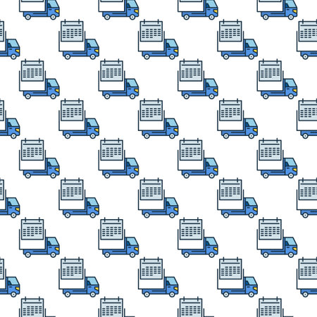 Delivery Truck with Calendar vector concept colored seamless patternのイラスト素材