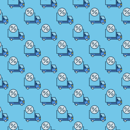 Delivery Truck with Percent vector Discount concept colored seamless patternのイラスト素材