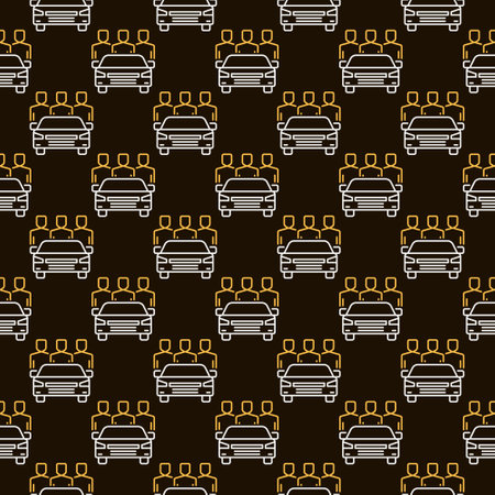 People with Car vector Car Sharing concept outline dark seamless patternのイラスト素材