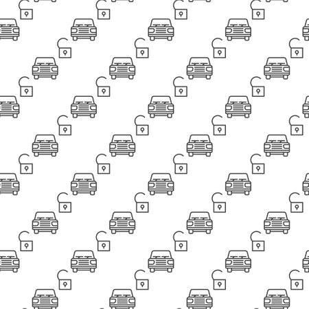 Opened Car vector Carsharing concept outline seamless patternのイラスト素材