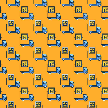 Delivery Truck and QR Code vector concept colored seamless patternのイラスト素材