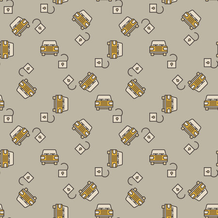 Opened Car vector concept colored modern seamless patternのイラスト素材